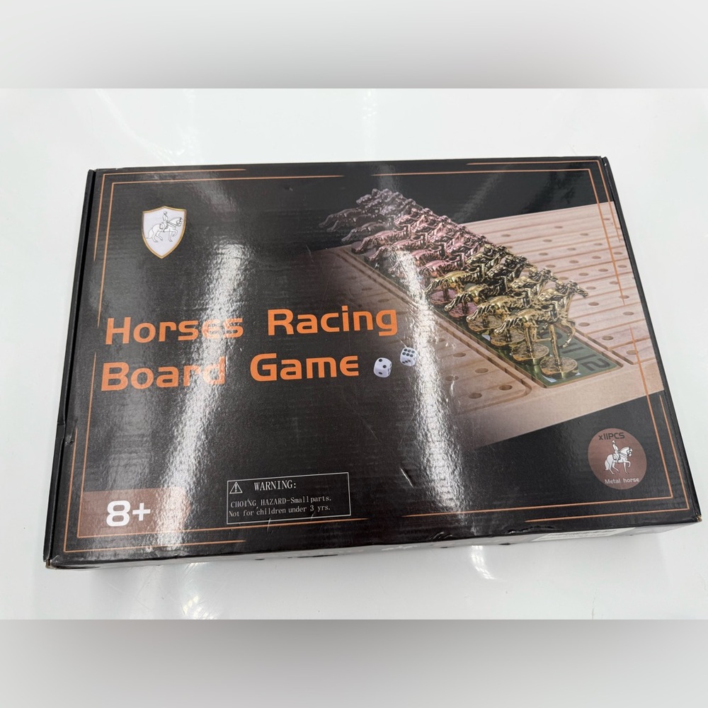 Jyquorp Horse Race Board Game Racing Game Thickened Solid Wood with 11 Luxurious